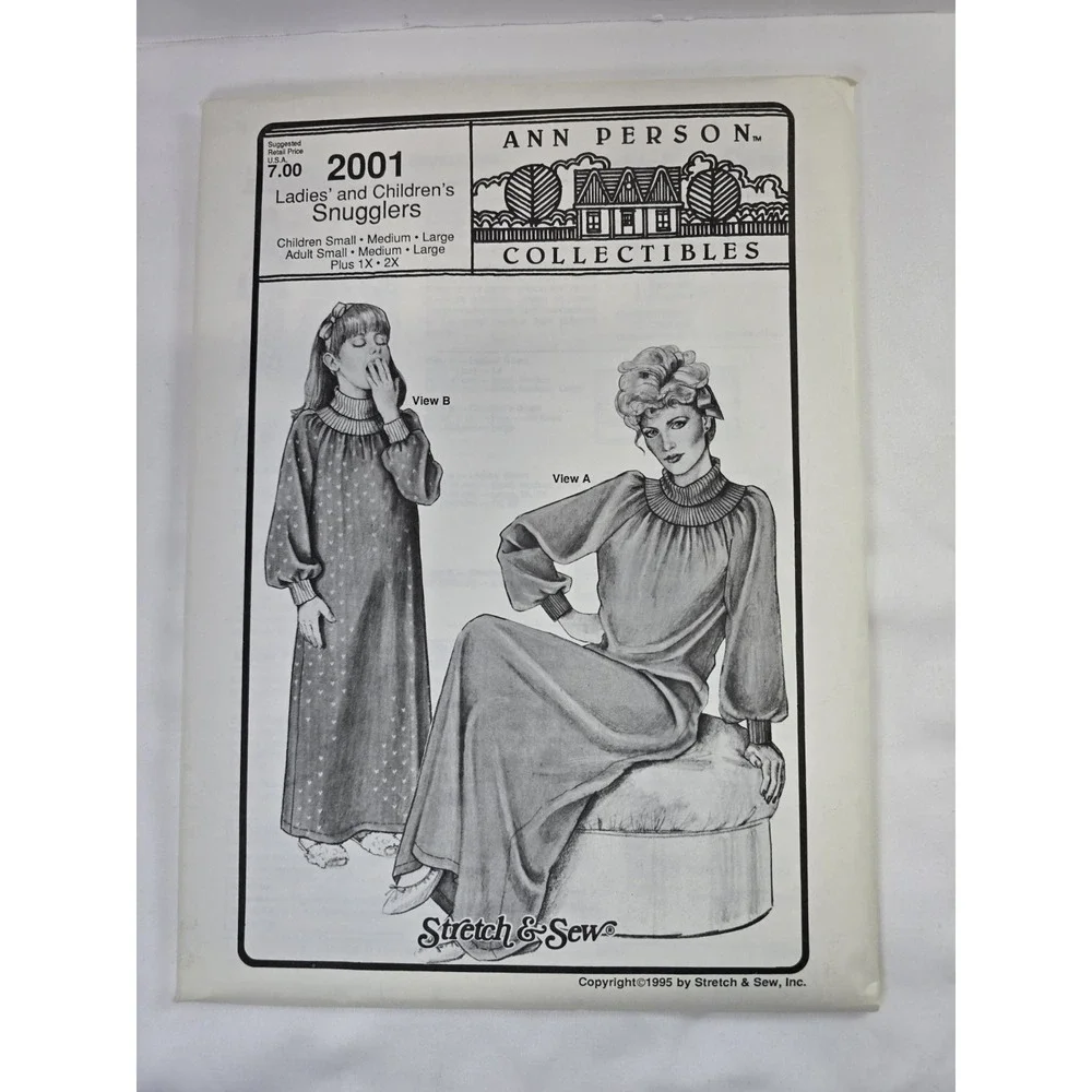 Vintage 1990s Stretch & Sew Ann Person Sewing Pattern 2001 - Snugglers